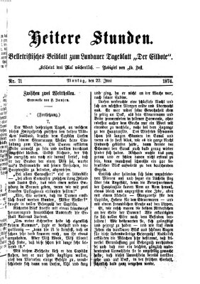 Heitere Stunden (Der Eilbote) Montag 22. Juni 1874