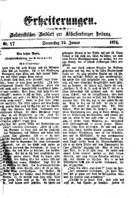 Erheiterungen (Aschaffenburger Zeitung) Donnerstag 22. Januar 1874