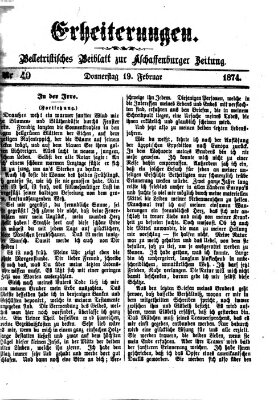 Erheiterungen (Aschaffenburger Zeitung) Donnerstag 19. Februar 1874