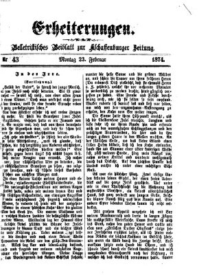 Erheiterungen (Aschaffenburger Zeitung) Montag 23. Februar 1874