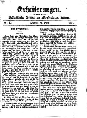 Erheiterungen (Aschaffenburger Zeitung) Dienstag 31. März 1874