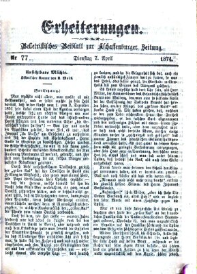 Erheiterungen (Aschaffenburger Zeitung) Dienstag 7. April 1874