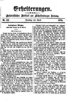 Erheiterungen (Aschaffenburger Zeitung) Dienstag 14. April 1874