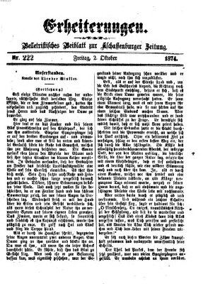 Erheiterungen (Aschaffenburger Zeitung) Freitag 2. Oktober 1874