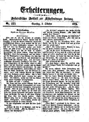 Erheiterungen (Aschaffenburger Zeitung) Samstag 3. Oktober 1874