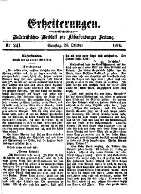 Erheiterungen (Aschaffenburger Zeitung) Samstag 24. Oktober 1874