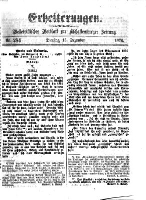 Erheiterungen (Aschaffenburger Zeitung) Dienstag 15. Dezember 1874