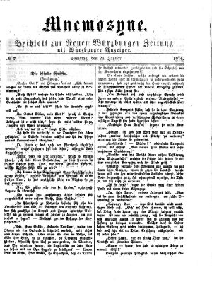 Mnemosyne (Neue Würzburger Zeitung) Samstag 24. Januar 1874