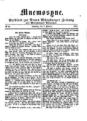 Mnemosyne (Neue Würzburger Zeitung) Samstag 7. Februar 1874