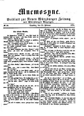 Mnemosyne (Neue Würzburger Zeitung) Samstag 21. Februar 1874