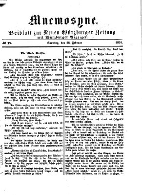 Mnemosyne (Neue Würzburger Zeitung) Samstag 28. Februar 1874