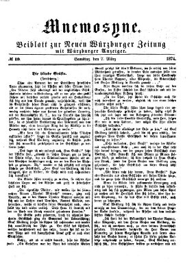 Mnemosyne (Neue Würzburger Zeitung) Samstag 7. März 1874