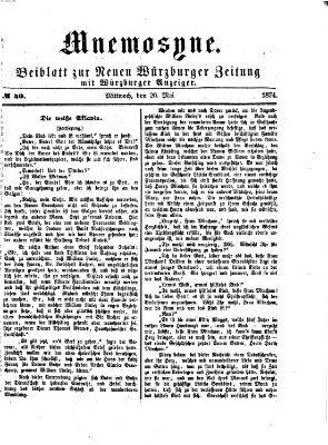 Mnemosyne (Neue Würzburger Zeitung) Mittwoch 20. Mai 1874