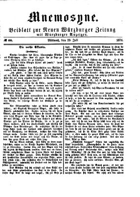 Mnemosyne (Neue Würzburger Zeitung) Mittwoch 29. Juli 1874