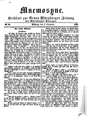 Mnemosyne (Neue Würzburger Zeitung) Mittwoch 2. September 1874