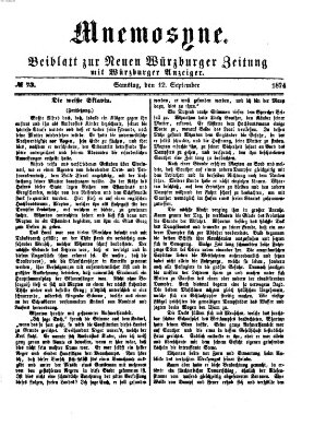 Mnemosyne (Neue Würzburger Zeitung) Samstag 12. September 1874