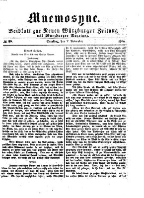 Mnemosyne (Neue Würzburger Zeitung) Samstag 7. November 1874