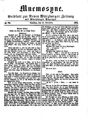 Mnemosyne (Neue Würzburger Zeitung) Samstag 21. November 1874