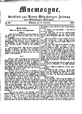 Mnemosyne (Neue Würzburger Zeitung) Mittwoch 25. November 1874