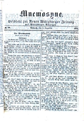 Mnemosyne (Neue Würzburger Zeitung) Mittwoch 9. Dezember 1874