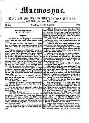 Mnemosyne (Neue Würzburger Zeitung) Samstag 12. Dezember 1874