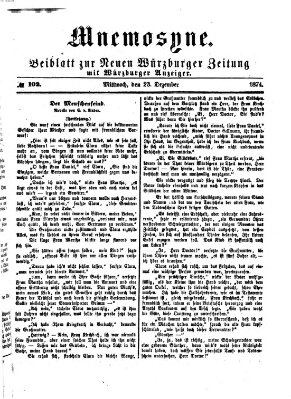 Mnemosyne (Neue Würzburger Zeitung) Mittwoch 23. Dezember 1874