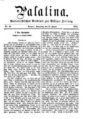 Palatina (Pfälzer Zeitung) Donnerstag 22. Januar 1874