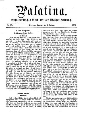 Palatina (Pfälzer Zeitung) Dienstag 3. Februar 1874