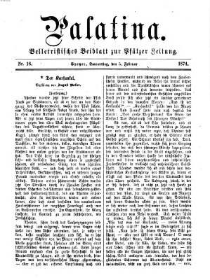 Palatina (Pfälzer Zeitung) Donnerstag 5. Februar 1874