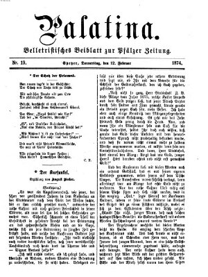 Palatina (Pfälzer Zeitung) Donnerstag 12. Februar 1874