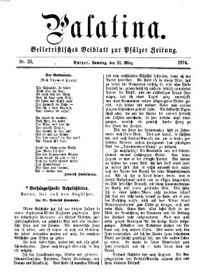 Palatina (Pfälzer Zeitung) Samstag 21. März 1874