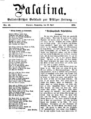 Palatina (Pfälzer Zeitung) Donnerstag 23. April 1874