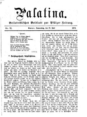 Palatina (Pfälzer Zeitung) Donnerstag 18. Juni 1874