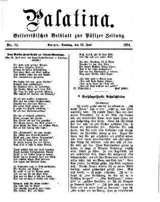 Palatina (Pfälzer Zeitung) Dienstag 23. Juni 1874