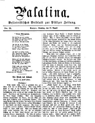 Palatina (Pfälzer Zeitung) Dienstag 18. August 1874