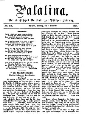 Palatina (Pfälzer Zeitung) Samstag 5. September 1874