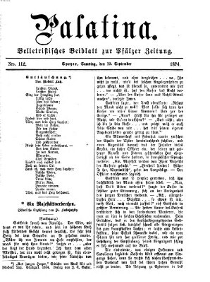 Palatina (Pfälzer Zeitung) Samstag 19. September 1874