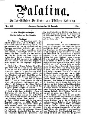 Palatina (Pfälzer Zeitung) Dienstag 22. September 1874