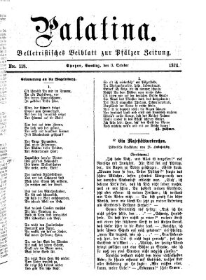 Palatina (Pfälzer Zeitung) Samstag 3. Oktober 1874