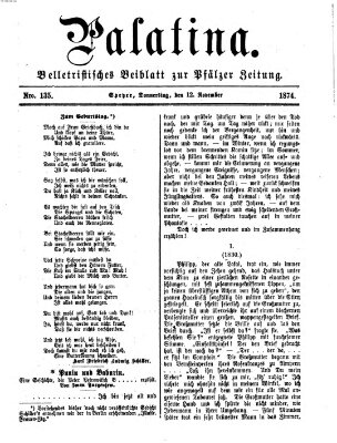 Palatina (Pfälzer Zeitung) Donnerstag 12. November 1874