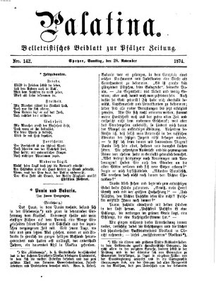 Palatina (Pfälzer Zeitung) Samstag 28. November 1874