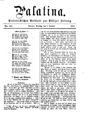 Palatina (Pfälzer Zeitung) Samstag 5. Dezember 1874