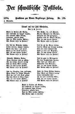 Der schwäbische Postbote (Neue Augsburger Zeitung) Sonntag 1. November 1874