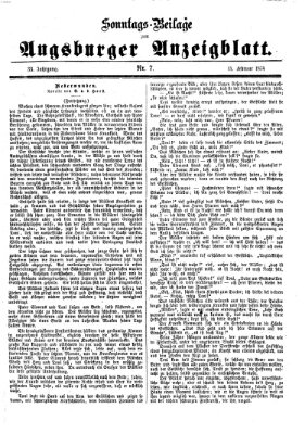 Augsburger Anzeigeblatt. Sonntags-Beilage zum Augsburger Anzeigblatt (Augsburger Anzeigeblatt) Sonntag 15. Februar 1874