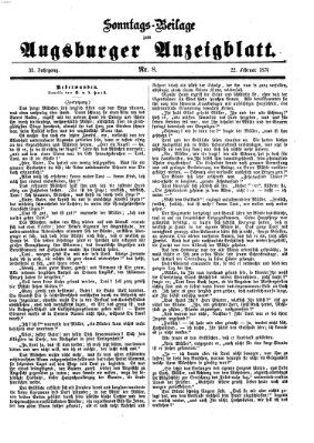 Augsburger Anzeigeblatt. Sonntags-Beilage zum Augsburger Anzeigblatt (Augsburger Anzeigeblatt) Sonntag 22. Februar 1874