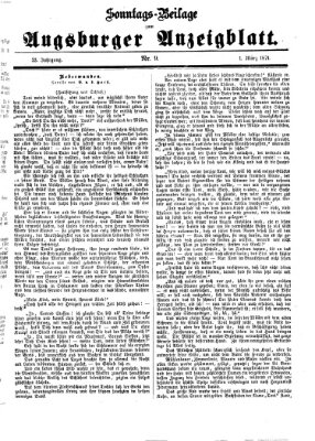 Augsburger Anzeigeblatt. Sonntags-Beilage zum Augsburger Anzeigblatt (Augsburger Anzeigeblatt) Sonntag 1. März 1874