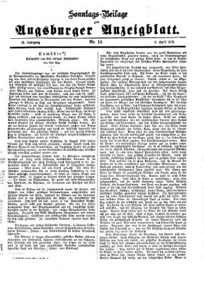 Augsburger Anzeigeblatt. Sonntags-Beilage zum Augsburger Anzeigblatt (Augsburger Anzeigeblatt) Sonntag 5. April 1874