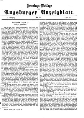 Augsburger Anzeigeblatt. Sonntags-Beilage zum Augsburger Anzeigblatt (Augsburger Anzeigeblatt) Sonntag 7. Juni 1874