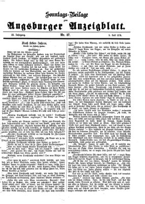 Augsburger Anzeigeblatt. Sonntags-Beilage zum Augsburger Anzeigblatt (Augsburger Anzeigeblatt) Sonntag 5. Juli 1874