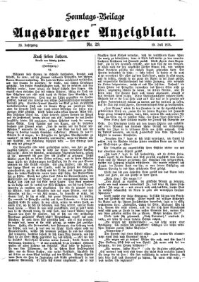 Augsburger Anzeigeblatt. Sonntags-Beilage zum Augsburger Anzeigblatt (Augsburger Anzeigeblatt) Sonntag 19. Juli 1874